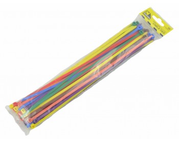 Assorted 300mm x 4.8mm Coloured Cable Ties (50 per pack)